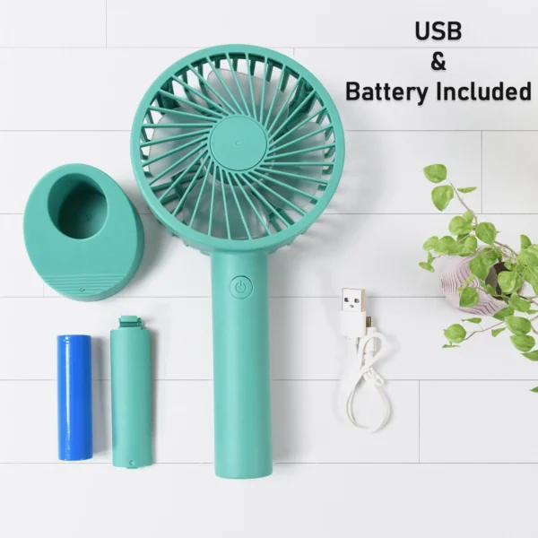 Portable Handheld Fan With 3 Speeds Battery Operated Fan Rechargeable Multi Colors As Base Phone Holder Fan (Battery Included) - Image 4