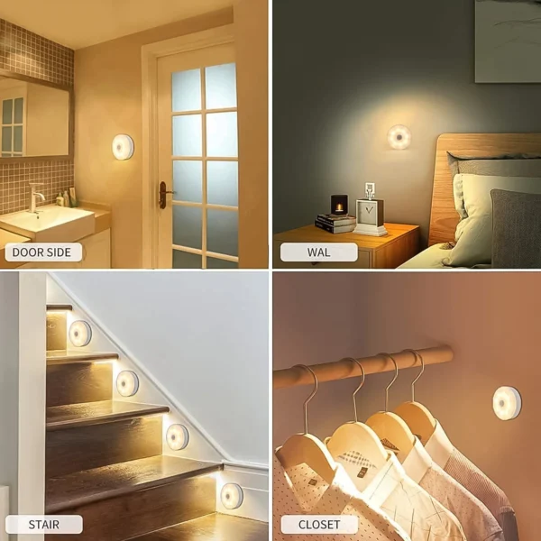 8 LED Night Lights With USB Charging & Double-Sided Adhesive Pads (1 Pc) - Image 2