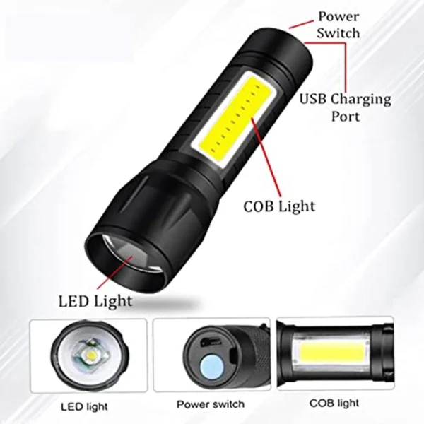 Mini Search Rechargeable LED Long Range Flashlight Emergency Light Torch - Image 6