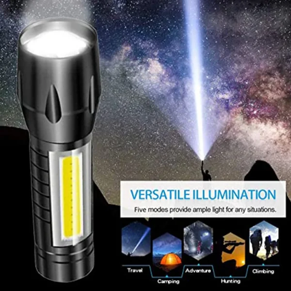 Mini Search Rechargeable LED Long Range Flashlight Emergency Light Torch - Image 3