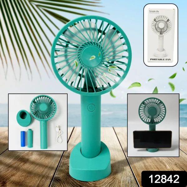 Portable Handheld Fan With 3 Speeds Battery Operated Fan Rechargeable Multi Colors As Base Phone Holder Fan (Battery Included) - Image 2